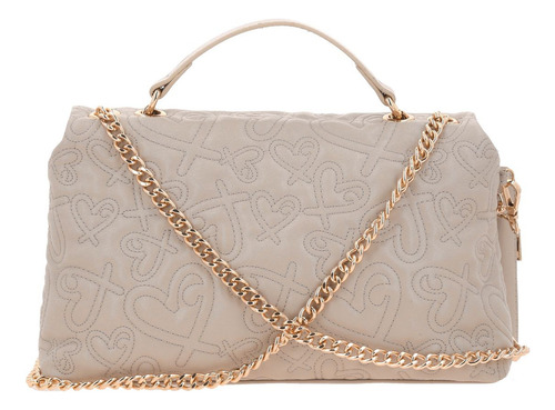 Bolsa Crossbody Gorett Shantal Gs25084-e Color Beige Correa De Hombro Beige Diseño De La Tela Corazones