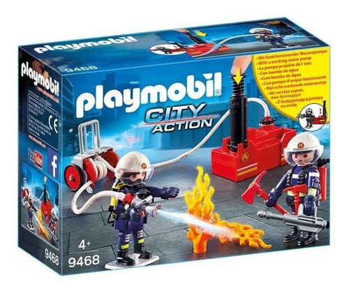 Playmobil - Bomberos Con Bomba De Agua 