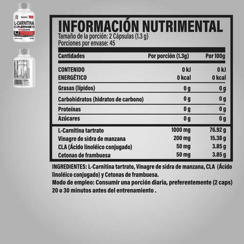 L-carnitina Platinum 1000mg | 4 En 1 | Testrol 90 Cap Sabor Sin sabor