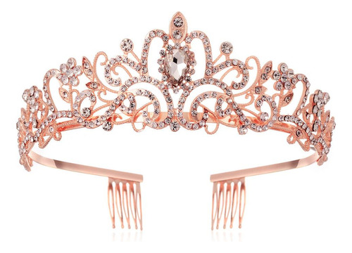 Diadema Plateada Con Corona De Cristal Con Forma De Princesa