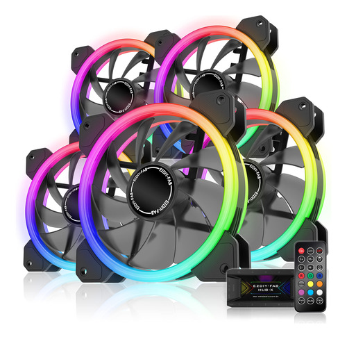 Ezdiy-fab Ventiladores De Caja Rgb De Doble Anillo De 120 Mm