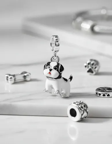 Berloque Dog Lhasa Apso Prata 925 Com Esmalte Life By Vivara