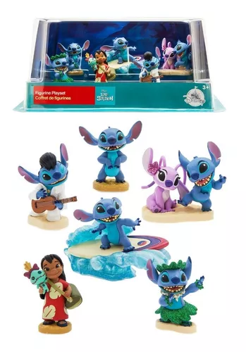 Disney Store Set de figuritas de Lujo de Lilo y Stitch, Contiene 6 Piezas,  Figuras moldeadas de Lilo y Stitch, Incluye a Lilo, Stitch y Ángel, con  Ilustraciones Muy Coloridas y elaboradas 