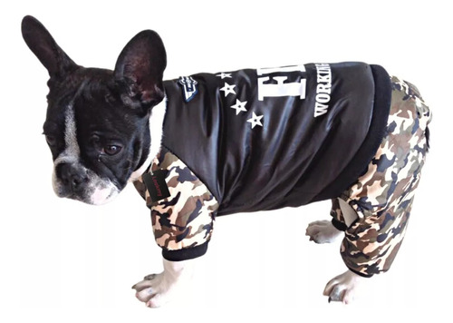 Campera Para Perros Pequeños Talle M | Ropa Para Mascotas Diseño Fbi | Abrigo Camuflada Para Perros Chicos Fbi | Estilo Militar Bien Abrigadito |
