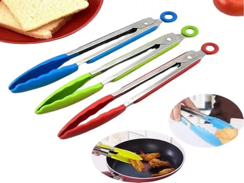 Pinza Silicona Multiuso Cocina Acero Inoxidable 30cm