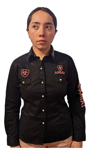 Camisa Estilo Ariat Bordada Algodón Premium Para Mujer