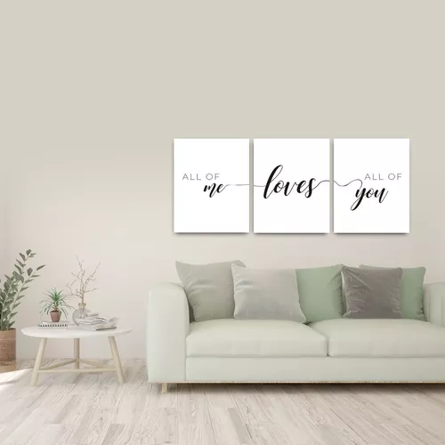 Set De 3 Cuadros Minimalistas All Of Me Frase Sala Comedor