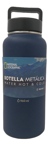 Botella Metalica 960ml Azul National Geographic