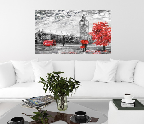 Quadro Para Quarto Casal No Parque Vermelho Luxuoso Canvas 130x70cm