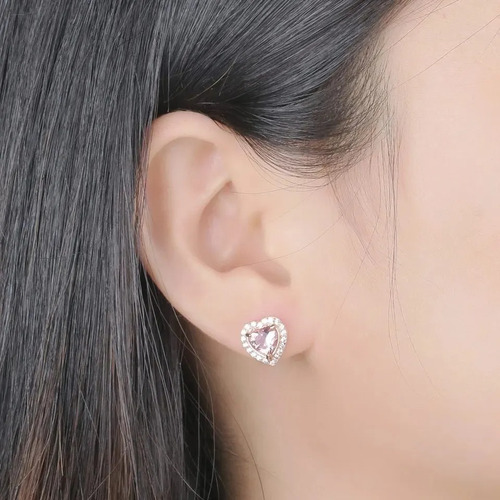Aretes Pendientes Plata 925 Baño Oro Con Gema De Morganita