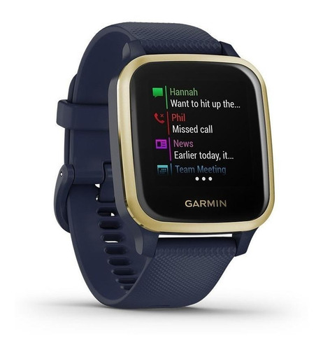 Imagen 2 de 5 de Smartwatch Garmin Venu Venu Sq - Music Edition 1.3" caja 40mm de polímero reforzado con fibra navy, malla navy de silicona y bisel light gold de aluminio anodizado