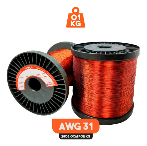 Fio De Cobre Esmaltado 180° Do 30 Ao 34 Awg 1 Kg