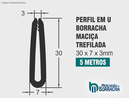 Borracha Perfil U 30 X 7 X 3 Mm - 5 Metros