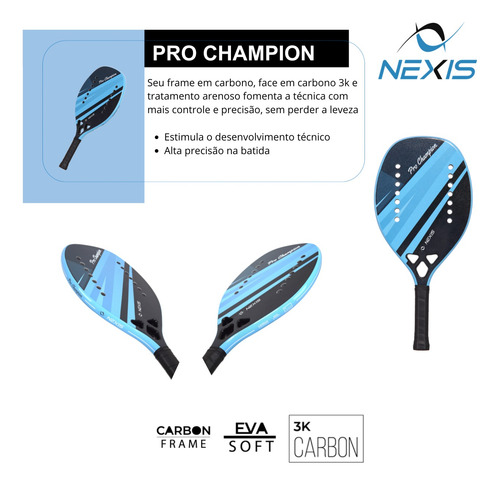 Kit Raquete Beach Tennis Fibra De Carbono Com 3 Bolinhas