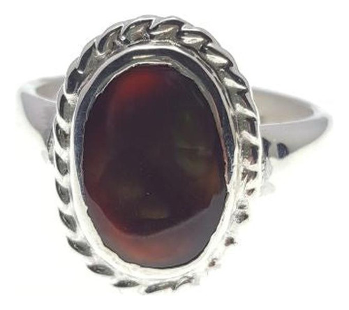 Anillo De Ágata De Fuego Plata 925 Talla 7.5 Modelo 432