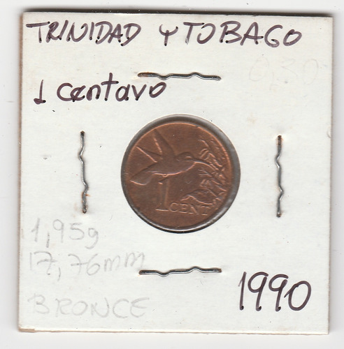 Moneda Trinidad Y Tobago 1 Centavo 1990 Unc