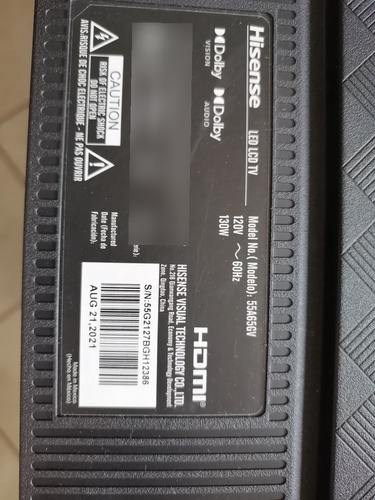 Main Tv Hisense 55a65gv Rsag7. 820.10908/roh (Usado)