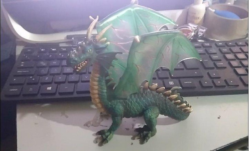 2003 Schleich Green Medieval Dragon Figure 16 Cms