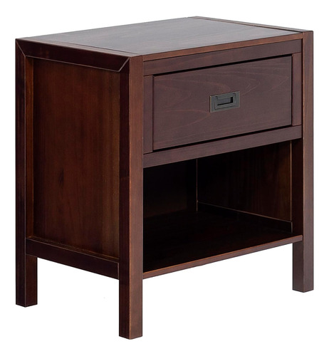 Mesa Auxiliar Recta De Madera Nogal, 1 Cajón