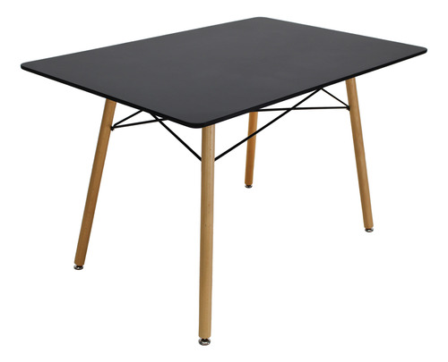Comedor Oslo Rectangular Negro Para 4 Personas Sillas Oslo Azul