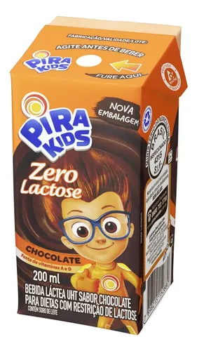 Bebida Láctea UHT Chocolate Zero Lactose Pirakids Caixa 200ml