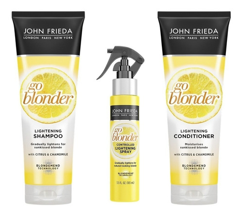 John Frieda Shampoo + Acondicionador + Iluminador Go Blonder
