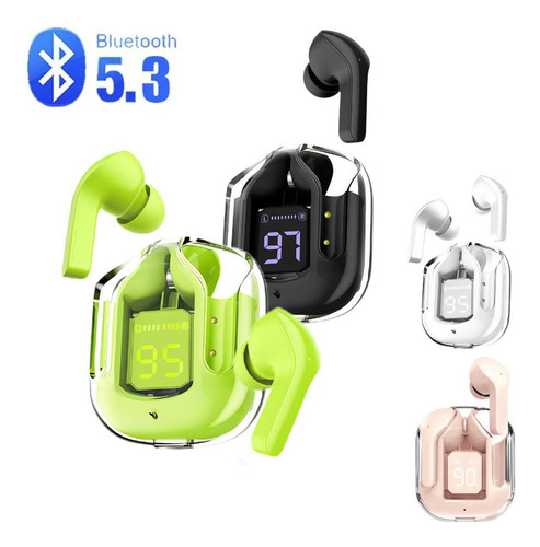 Fone De Ouvido Sem Fio Bluetooth 5.3 Transparente Com Led