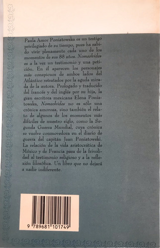 No Me Olvides Amor Poniatowska, Paula (Usado)