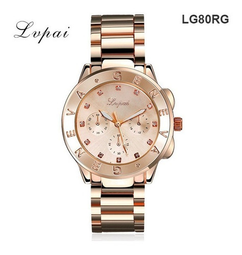 Reloj Pulsera Geneva Mujer Brillantes Acero Rosa, Oro, Plata