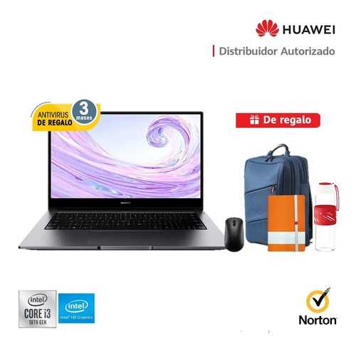 Imagen 1 de 7 de Laptop Huawei Matebook D14 I3 8gb Ram, 256gb Ssd + Regalos