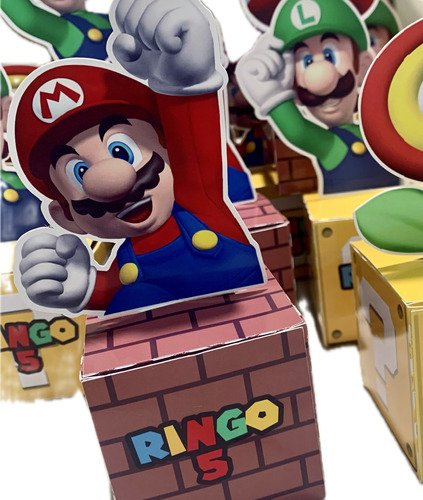 Souvenir Cajitas Golosineras Mario Bros Personalizadas X10