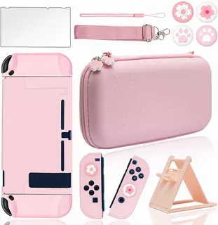 Kit De Accesorios Rosa De Viaje Juegos Para Nintendo Switch