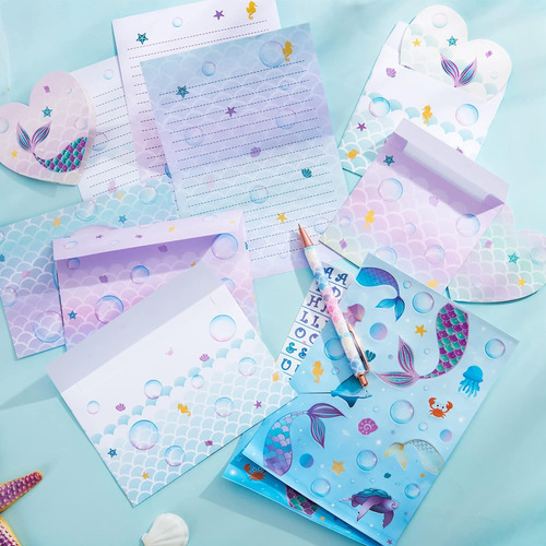 Set De Papelería De Sirena - 71 Pcs Mamesaid Carta Escrito S