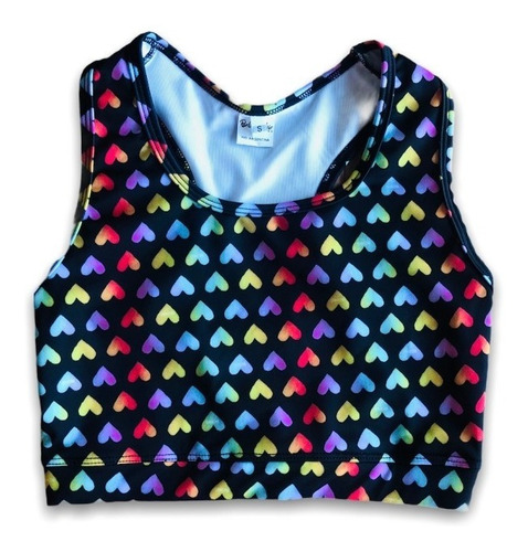 Imagen 2 de 4 de Top Deportivo Lycra Negra Corazones Mama Bchic