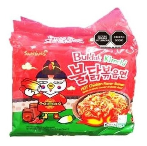 Imagen 2 de 4 de Ramen Coreano Kimchi 5 Piezas 135g Samyang.