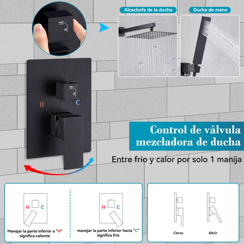 Ducha Empotrados Set-regadera Cuadrada Y Monomando