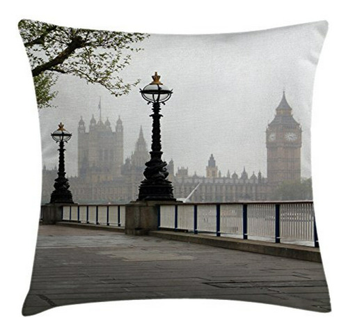 Ambesonne London Throw Pillow Cojín, Big Ben Vista Desde El 