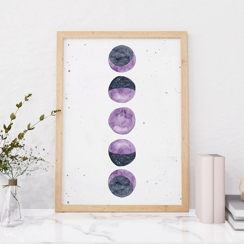 Imagen 5 de 10 de Set De 3 Cuadros (3 A4) Signos Zodíaco Luna A Elección