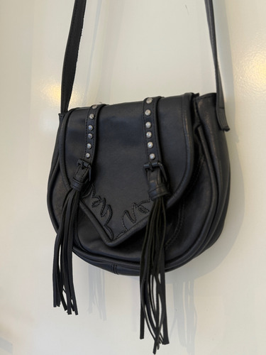 Cartera Katakali Cuero Auténtico Negro Lisa Plateado Negro (Usado)