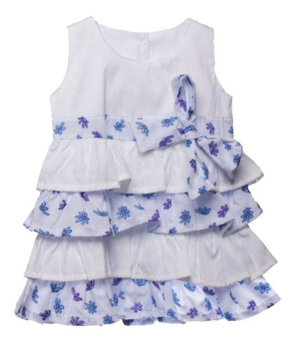 Vestido De Niñas Estampado Faralos Y Lazo Bambino Ref. 2417