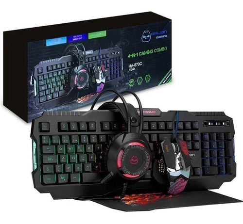 Gamer 4 En 1 Halion Teclado Mouse Pad Audifono Ha-870c Akula