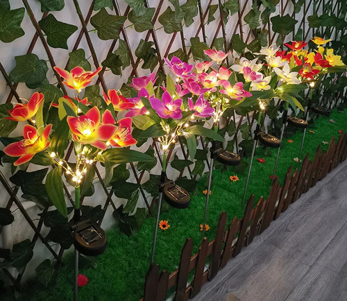 Nueva Lámpara Led Con Luz Solar, Orquídea, Rosa, Césped, Par