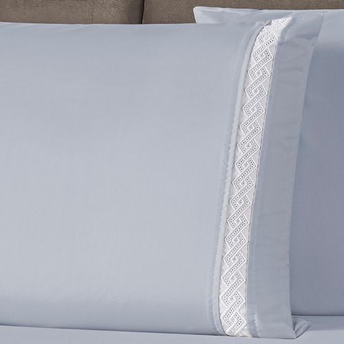 Roupa De Cama King 03 Peças Toque Macio Micropercal 200 Fios Cor Cinza