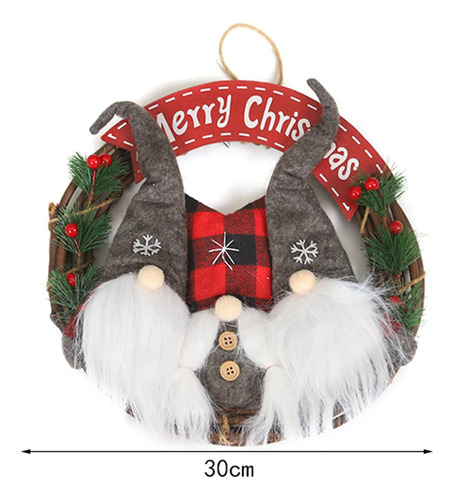 Corona Navideña De 30 Cm Con Tela De Papá Noel