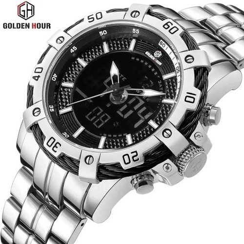 Relógio Masculino Golden Hour 121 Aço Prata