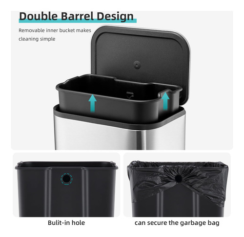 Cubo De Basura Inoxidable 20 Litros Con Tapa Y Pedal