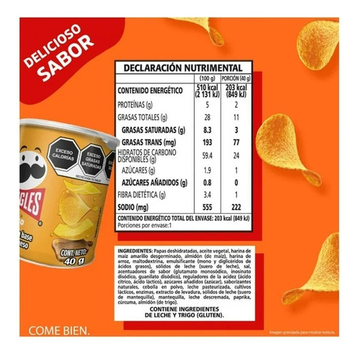 2 Pzas Papas Pringles Queso 40 G