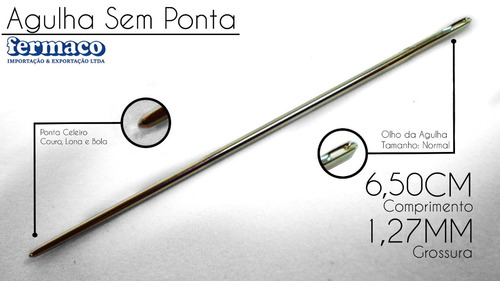Agulha Ponto Seleiro Sem Ponta 6cm E - 100 Agulhas