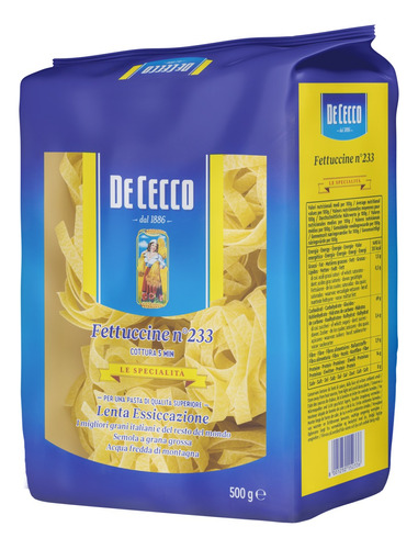 Macarrão de Sêmola de Trigo Grano Duro Fettuccine 223 De Cecco Pacote 500g