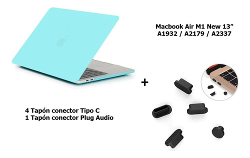 Kit Carcasa Macbook Air M1 New 13 Menta + Tapon Negro 5pcs 